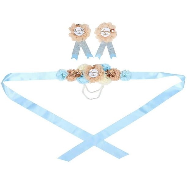 Mom To Be And Daddy To Be Corsage Set For Gender Reveal Party With Polyester And Ribbon Material In 3Pack