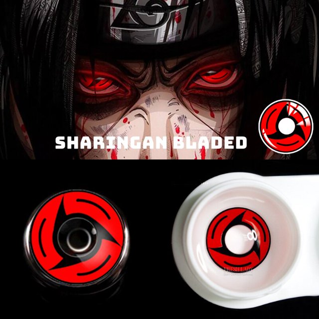 Lentes de contacto de colores para Halloween, accesorios de Cosplay de Itachi Sharingan, prescripción anual, 2 piezas/1 par