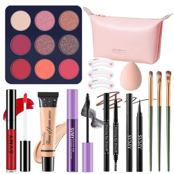 Set de Maquillaje PWYSHXDF Kit Completo de Sombras de Ojos y Brillo Labial - Regalo
