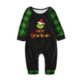 thumbnail image 3 of Grinch Xmas Prints Family Matching Long Sleeve Tops+Pants Set Family Matching Sets Rustic Grinch Family Matching Outfits Grinch Matching Pjs for Family for Baby 18 Months (Green), 3 of 4