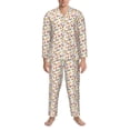 thumbnail image 3 of Naloa Sausage Tomato Toast Men’s Pajamas Set - Long Sleeve Button Down Sleep Shirt and Pajama Bottoms Sleepwear Set-Small, 3 of 7