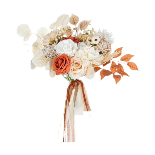 Bouquet de boda para la novia Decoración de flores artificiales 15.75 pulgadas de altura del ramo de novia de sujeción para de fotos para el