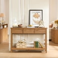 thumbnail image 6 of LEYAOYAO Fluted 47.2" Console Table with 3 Drawers & Open Shelf, Modern 2-Tier Wood, Boho Sofa Table for Living Room, Hallway, Entrance Foyer, Brown, 6 of 8