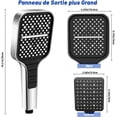 thumbnail image 5 of Queilt Water Saving Shower Head, 7 Modes High Pressure Shower Head with Stop Button, One-Handed Adjustment and Anti-Clogging Silicone Nozzle, Large Shower Head(Silver), 5 of 5