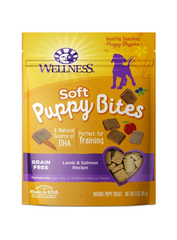 Wellness Puppy Bites Natural Grain Free Soft Puppy Treats, Lamb & Salmon, 3 Ounce Bag