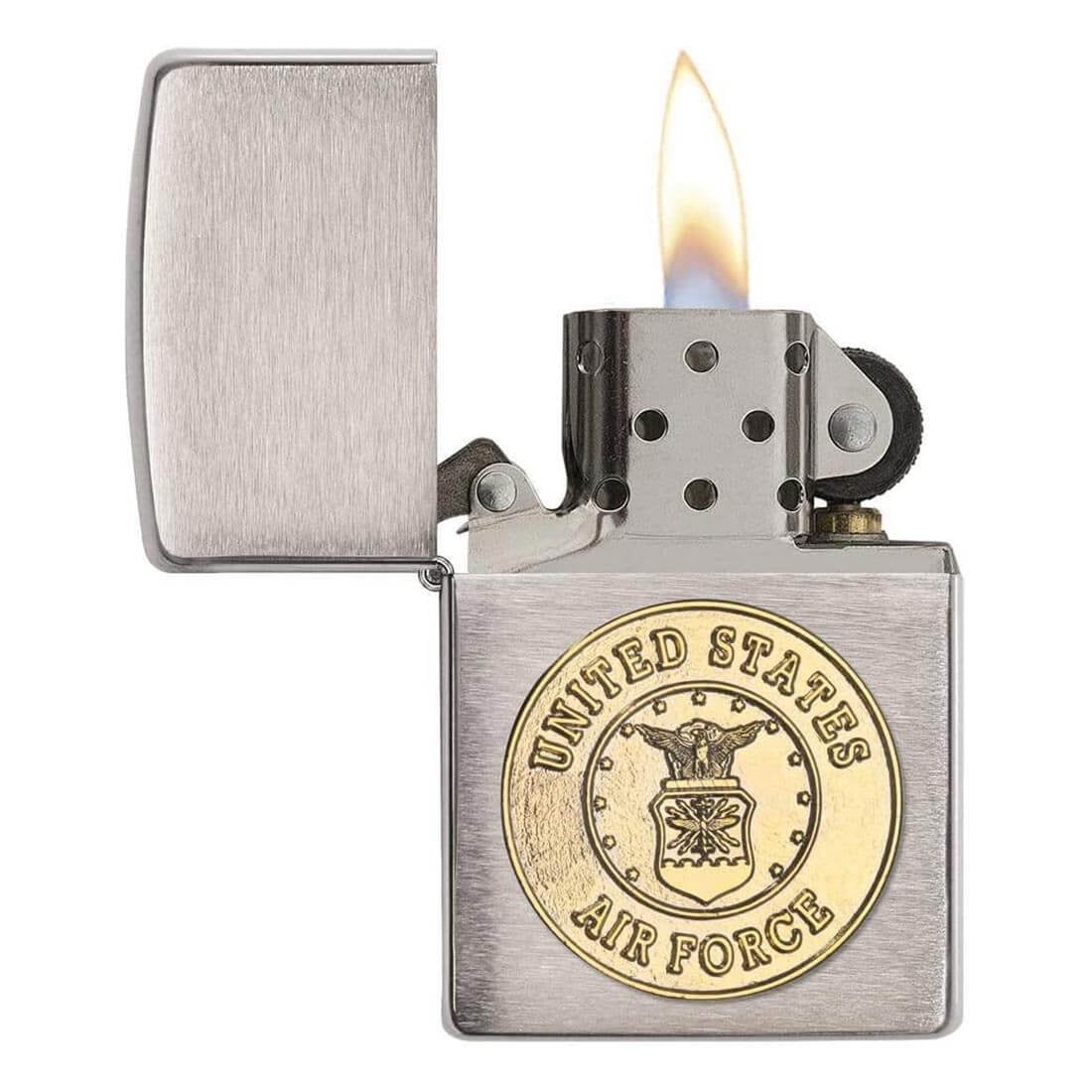 Zippo United States Air Force Emblem Pocket Lighter, Brushed Chrome