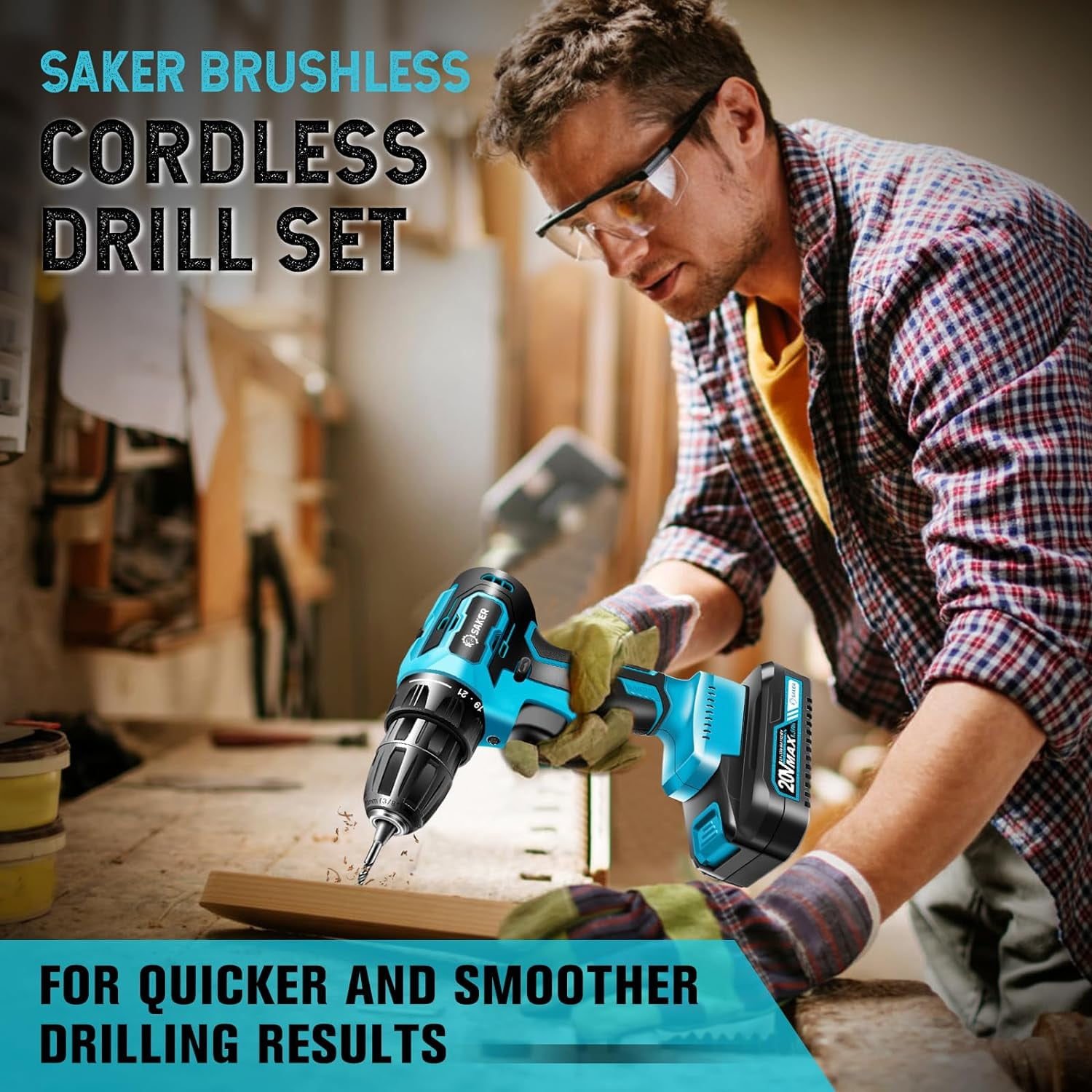 HOEY 21V Cordless Drill Set Electric Power Drill 34Pcs with 3/8 Inch Keyless Chuck 25+3