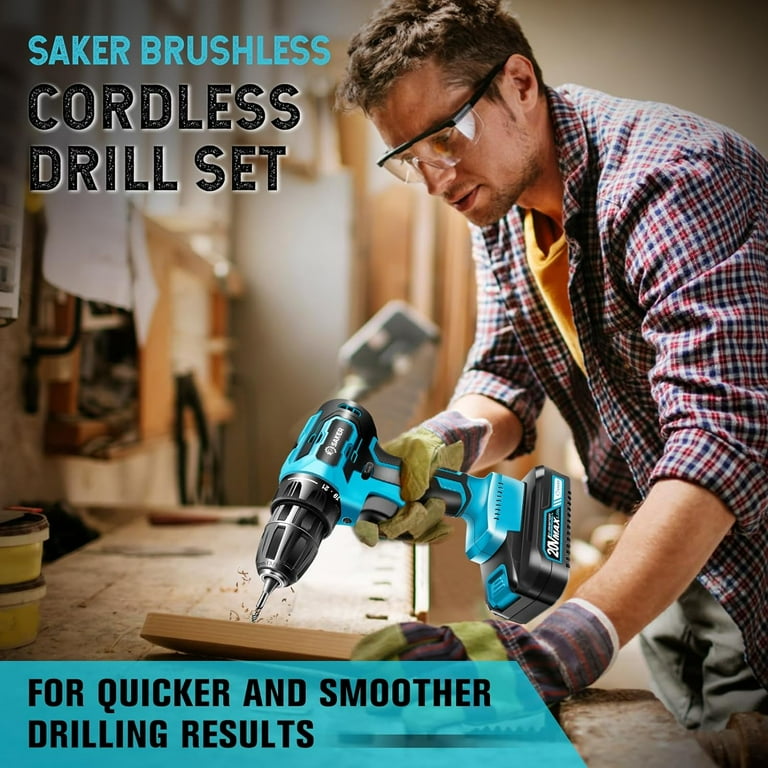 21V Cordless Drill Set Electric Power Drill 34Pcs with 3 8 Inch Keyless Chuck 25 3 Clutch Drill with Work Light Max torque 45Nm 2 Variable Speed