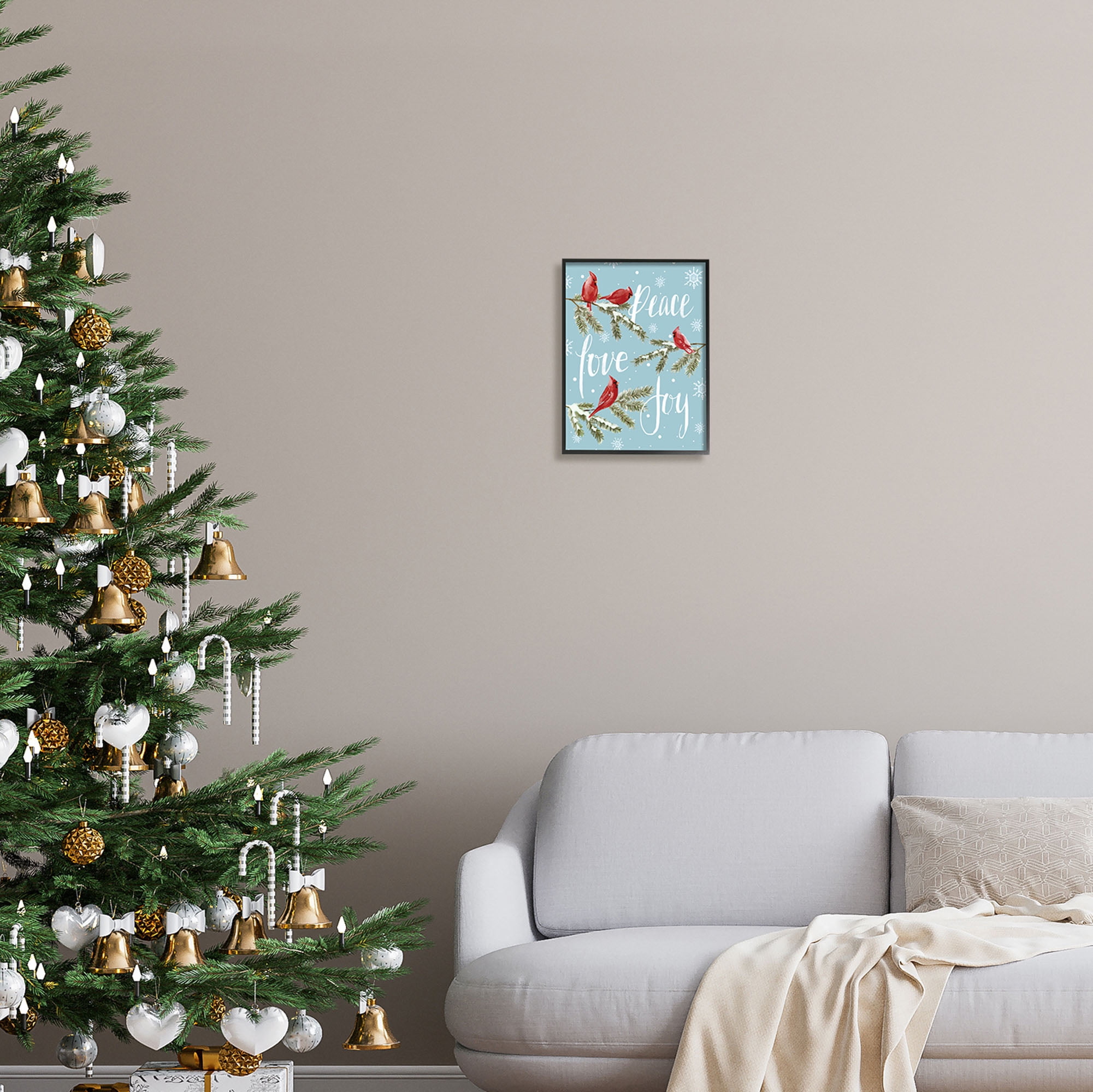 Stupell Industries Winter Cardinals Perched Holiday Painting Black Framed Art Print Wall Art, 11 x 14