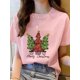 thumbnail image 1 of Camiseta con estampado navideño para mujer, ropa de tendencia bonita, Top con estampado de vacaciones, camiseta estampada para mujer, ropa para mujer, 1 of 5