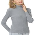thumbnail image 1 of Chemise à Manches Longues pour Femmes Décontractée Couleur Unie Thermique Col Roulé Chemises Blouse Noir 3TG, 1 of 3