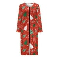 thumbnail image 4 of Xoenoiee Christmas Tree Deer Star Print Nightgowns for Women Xmas Long Sleeve Nightshirt Zipper Front Robe Sleepwear Round Neck Nightdress Loungewear, Size M, 4 of 7