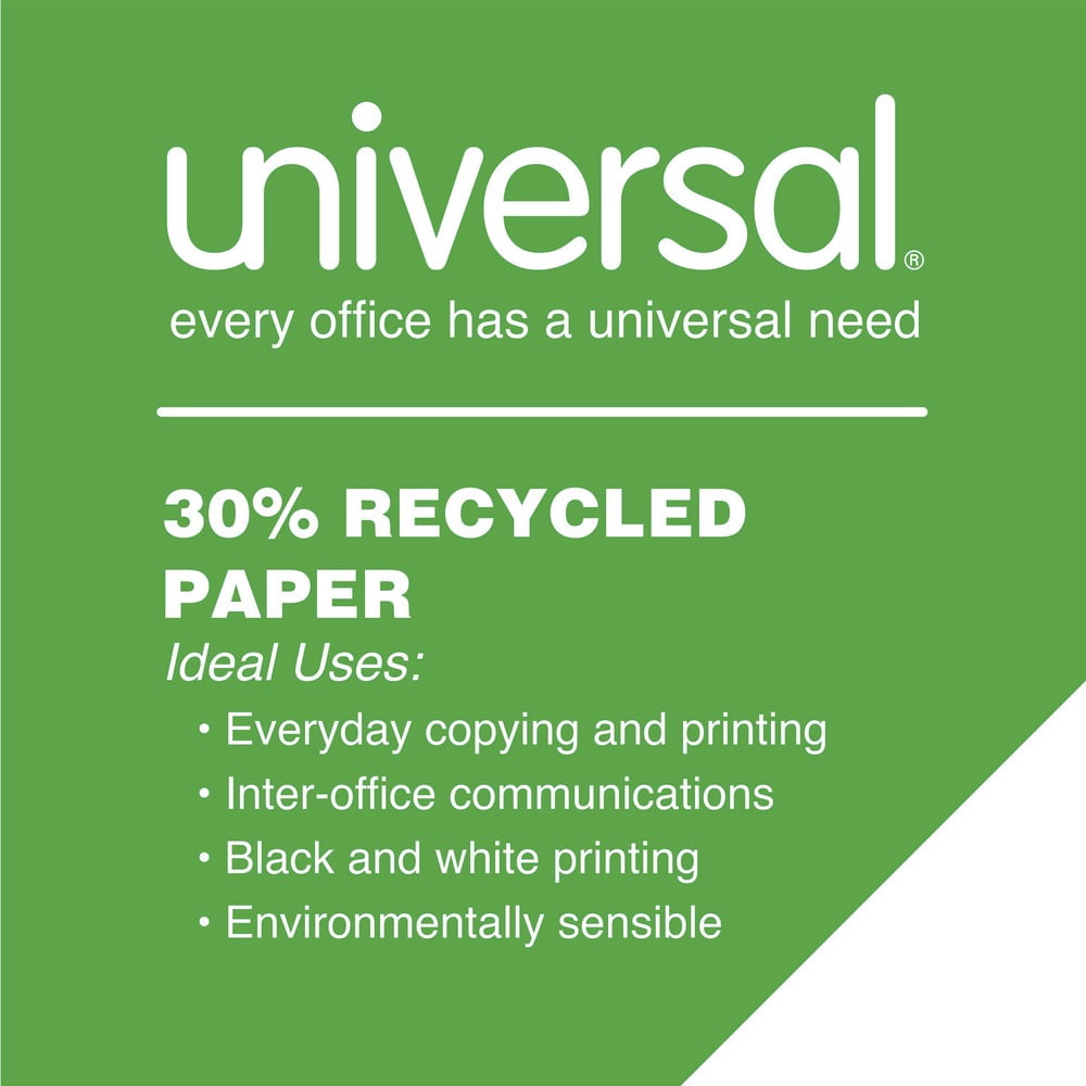 Universal UNV20030 20 lbs. Bond Weight 92 Bright 8.5 in. x 11 in. 30% Recycled Copy Paper - White (500 Sheets/Ream, 10 Reams/Carton)