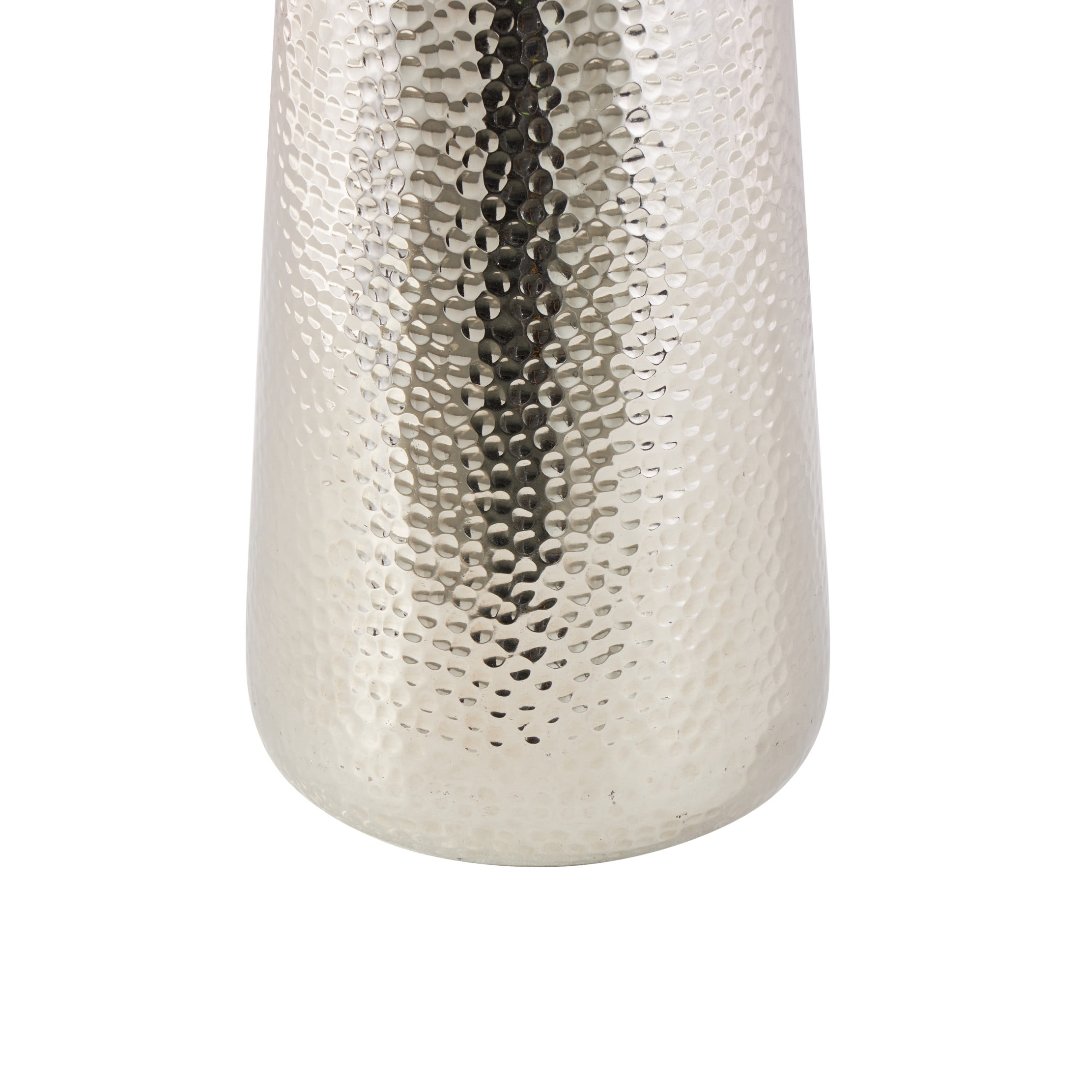 DecMode 31" Tall Hammered Silver Aluminum Metal Vase