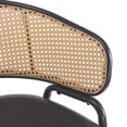 thumbnail image 6 of Modern Bar Stools, Counter Height Stools with Black PU Leather Seat and Woven Rattan Backrest, Industrial Dining Stools for Kitchen Island, Lounge, Bar Counter, Set of 2, 6 of 10