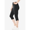 thumbnail image 2 of Woman Within Plus Size Petite Stretch-Cotton Knit Pull-On Printed Capri Leggings, 2 of 6