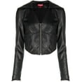 thumbnail image 1 of Staud Women's Black Vegan Leather Brushes Top Jacket, 8, 1 of 1