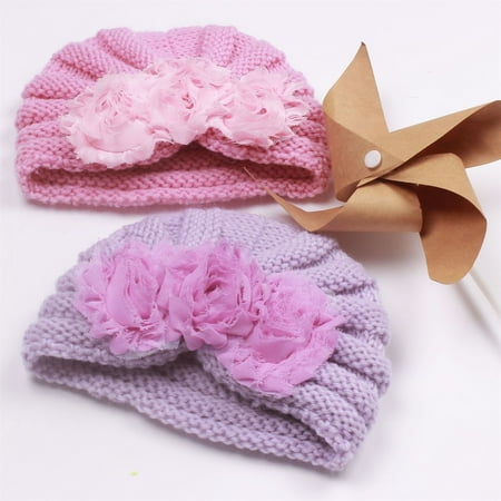 

kpoplk Baby Hats 6-12 Months Toddler Baby Boys Girls Knitted Cap Beaniess Lace Flower Knotted Elastics Turban Hat(Mint Green)