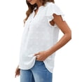 thumbnail image 3 of Nlife Women Swiss Dots V Neck Ruffle Short Sleeve T-Shirt, 3 of 5