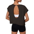 thumbnail image 2 of Txenfivo Oversized Open Back Sweatshirts for Womens Fall Spring Long Sleeve Workout Shirts Crew Neck Casual Crop Athletic Tee Tops, S-2XL, 2 of 7