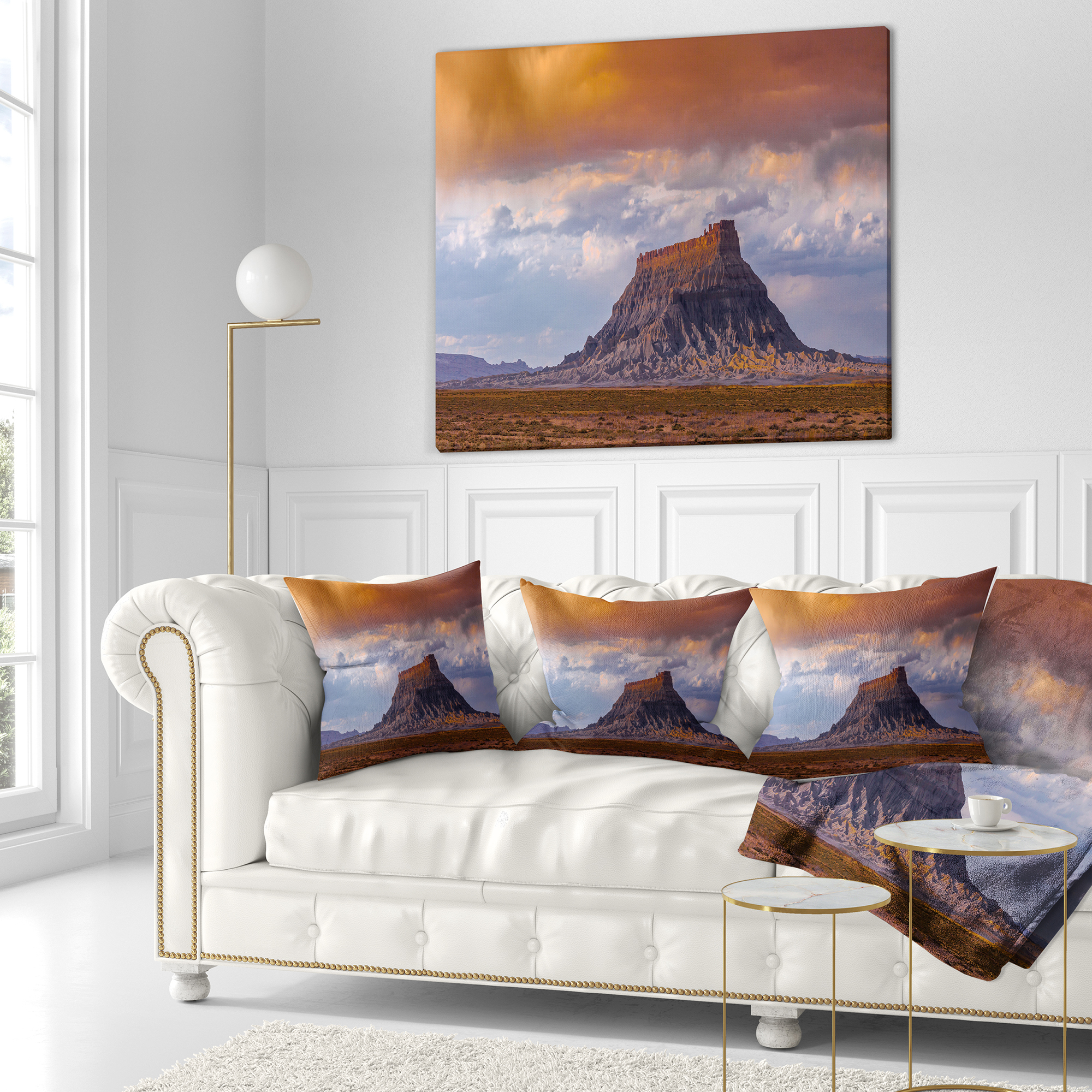 Designart Factory Buttle Utah Panorama - Landscape Printed Throw Pillow - 18x18