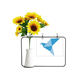 thumbnail image 1 of Origami patron abstracto Azul paloma Tarjeta de bendición de jarrón de girasol artificial, 1 of 3