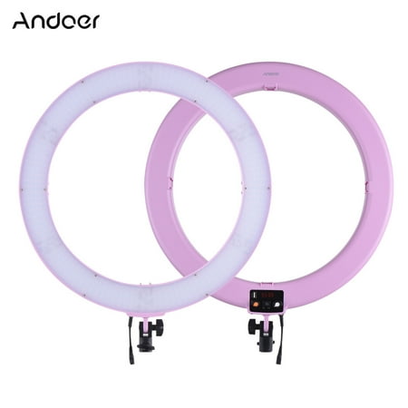 Andoer RL720B Professional 19 Inch 3200K-5600K Bi-Color Digital Ring Video Light 720pcs LEDs Adjustable Brightness CRI90+ with Phone Holder Hot Shoe Adapter for DSLR Camera 5.8-8cm Width