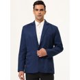 thumbnail image 3 of Vestido de hombre Blazer a cuadros Un botón Slim Fit Traje a cuadros Chaqueta deportiva Chaqueta pequeña Azul oscuro, 3 of 6