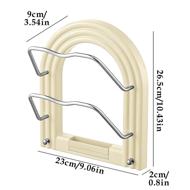 Pot Lid Organizer Drill Free Wall Mounted Rustproof U Shaped Groove Space Saving Kitchen Storage Rack for Countertop