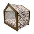 thumbnail image 2 of American Football Pet House, Classic Design Rugby Balls in Cartoon Style Sports Competition, Outdoor & Indoor Portable Dog Kennel with Pillow and Cover, 5 Sizes, Caramel Ruby White, by Ambesonne, 2 of 5