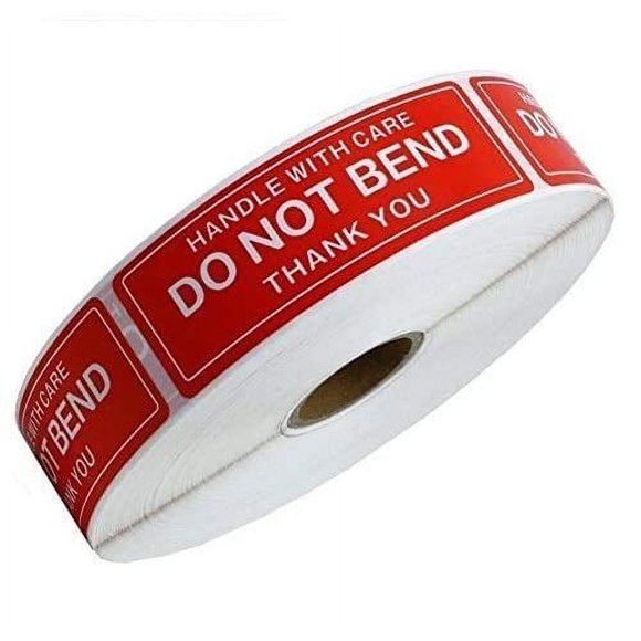 Handle with Care - Do Not Bend - Thank You Shipping Stickers Labels, 1"x3", 1000 Per Roll (1 Roll)
