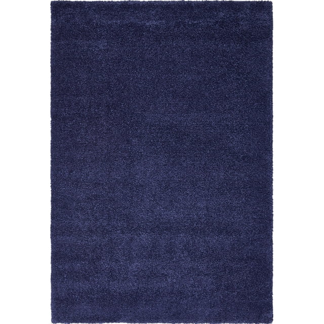 Unique Loom Solo Collection Solid Plush Kids Area Rug, 5' x 7' 7", Navy Blue