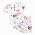 thumbnail image 4 of NOLDARES 4th of July Little Boy Outfit USA Patriotic Embroidery Short Sleeve Round Neck T-Shirt and Pull-on Shorts with Pockets 2Pcs Set(Red,11-12 Y), 4 of 5