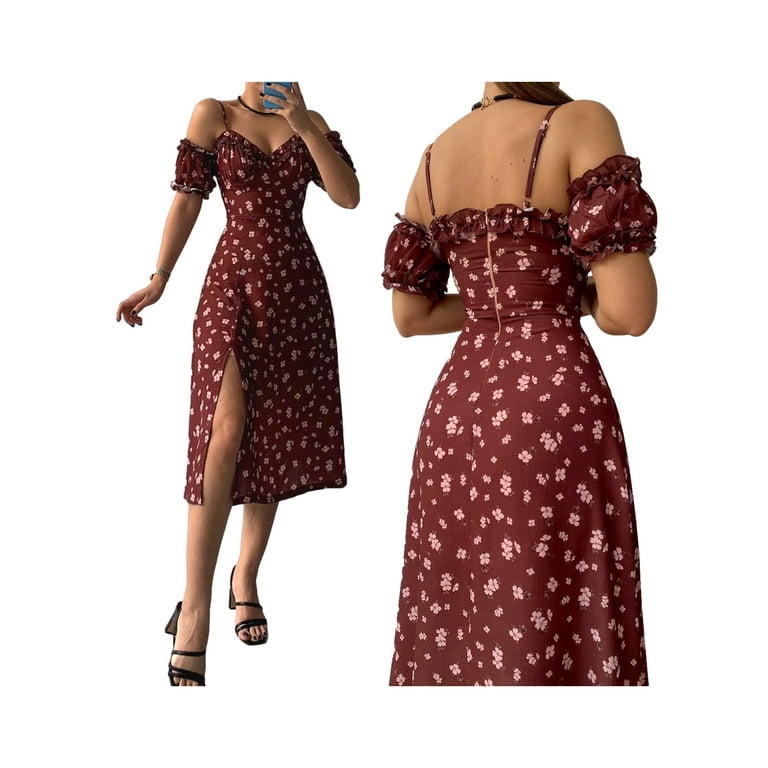 Burgundy dress cheap walmart
