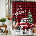 thumbnail image 3 of Christmas Tree Truck Shower Curtains for Bathroom, Winter Candle Snowflakes Red Plaid Waterproof Fabric Shower Curtain for Bathroom Bathtub Decoration, Machine Washable, 36"x72", 3 of 9