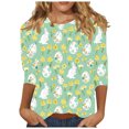 thumbnail image 3 of BiZtdJrK 3/4 Length Sleeve Womens Shirts Easter Eggs Graphic Tees Shirt Casual Round Neck Pullover Blouses Cute Rabbit Print Tunic Tops Multicolor L Prime By Hour, 3 of 6