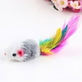 thumbnail image 3 of Flmtop 10Pcs/Lot Soft Fleece False Mouse Cat Toys Colorful Feather Funny Playing Mice, 3 of 7