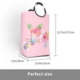 thumbnail image 3 of Waterproof Collapsible Laundry Hamper, Pink Spring Flowers Aluminum Handle Laundry Bag, 50L, 3 of 6