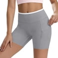 thumbnail image 3 of Kinrui Biker Shorts Women with Pockets - 3"High Waisted Workout Spandex Tummy Control Gym Running Yoga Shorts Gray 2XL, 3 of 4