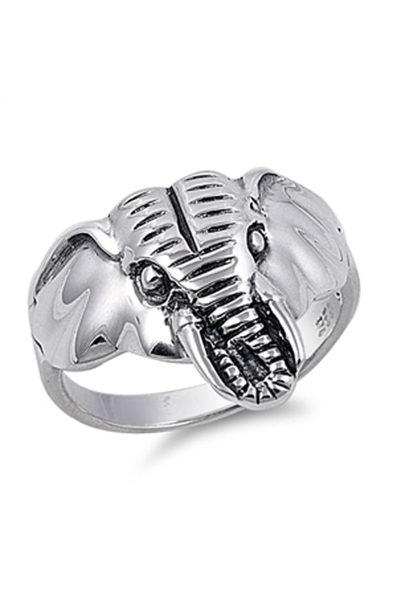 Antiqued Elephant Head Animal Ring .925 Sterling Silver Band Jewelry Female Male Unisex Size 9