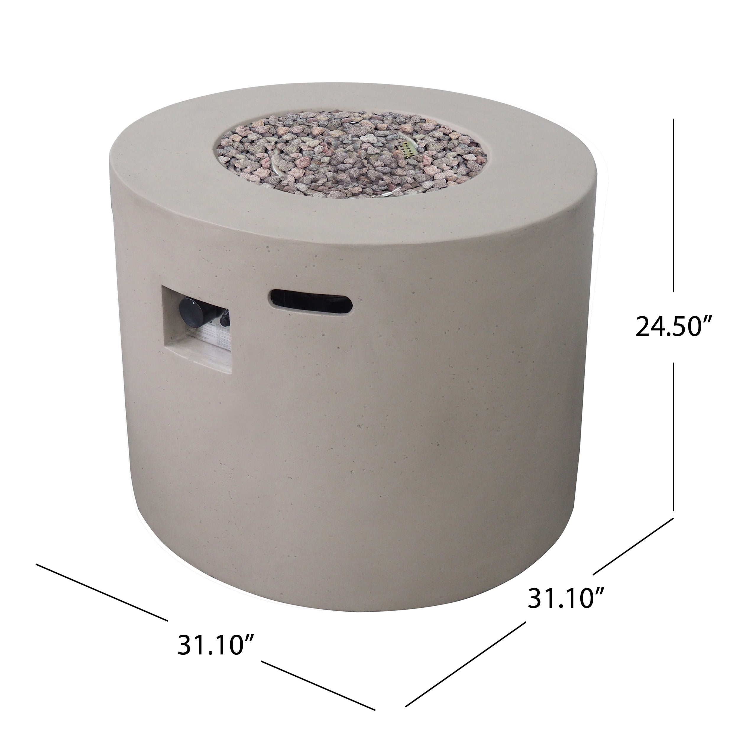 GDF Studio Hearth Outdoor 40,000 BTU Lightweight Concrete Circular Fire Pit, Light Gray