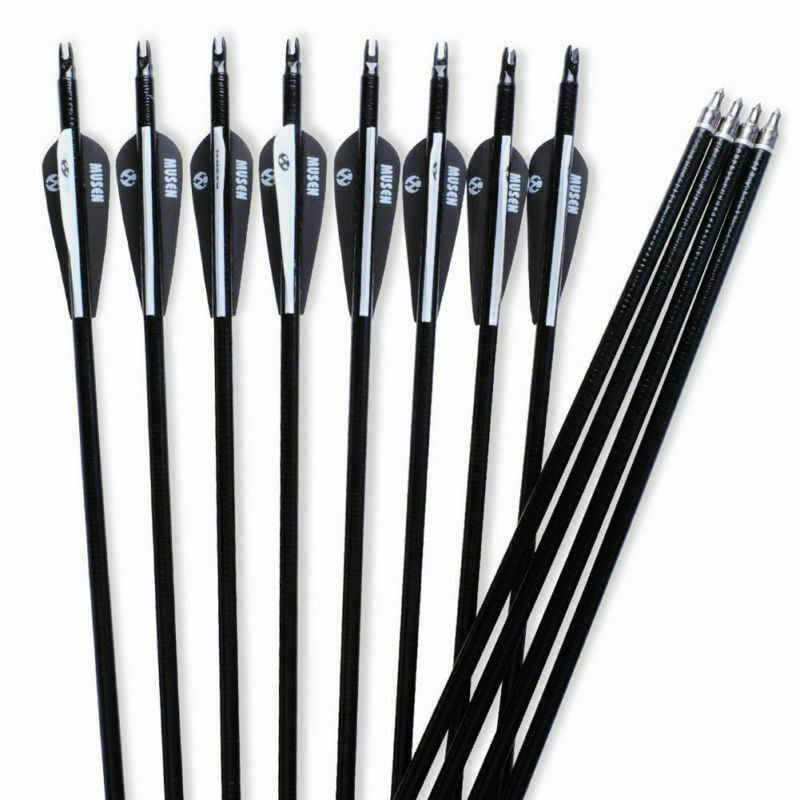 24pcs Musen 30'' Mixed Carbon Camo Arrows Spine 500 Arrows w/OD 7.8mm 
