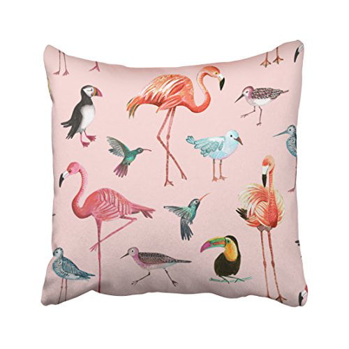 18" Pink Flamingos Animal Letter Cushion Cover Home Sofa Decoration Pillow Cover