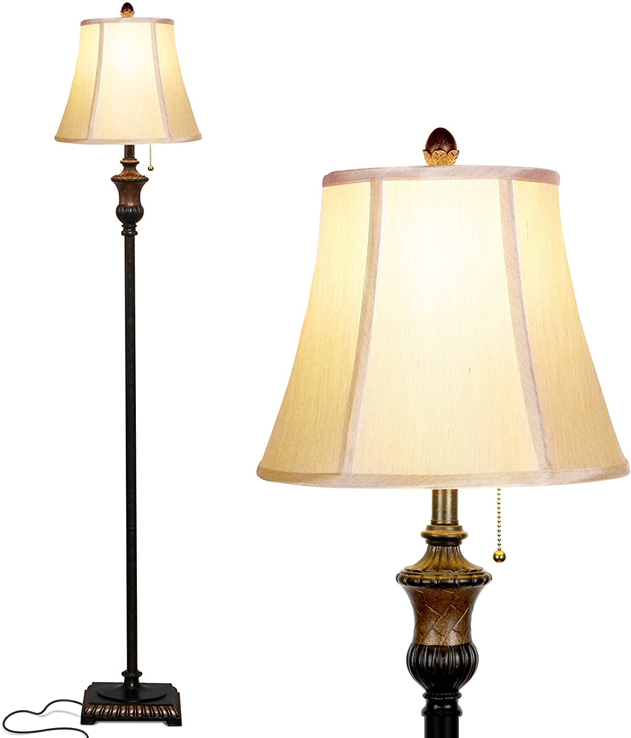 Brightech Sophia LED Floor Lamp Free Standing Elegant Style Tall Pole Light for Living Room