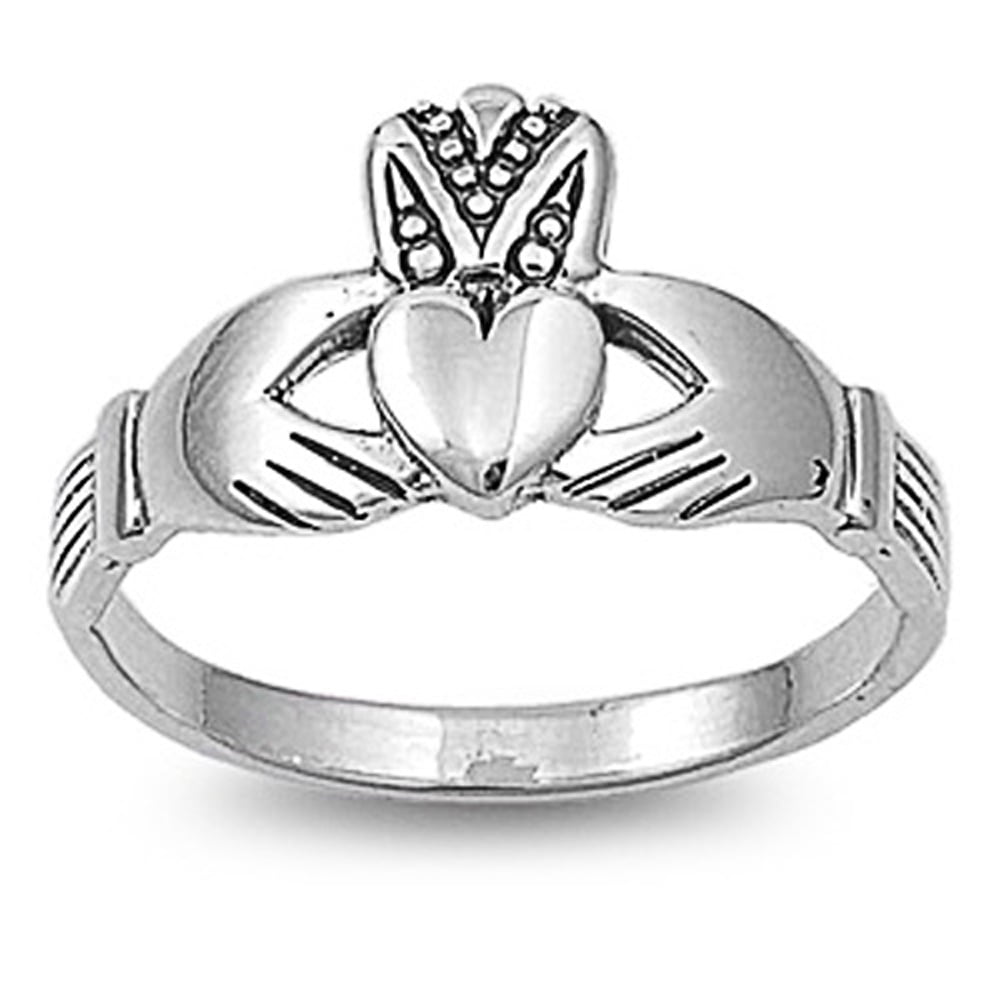Sterling Silver Claddagh Ring 11mm ( Size 4 to 10) - Walmart.com