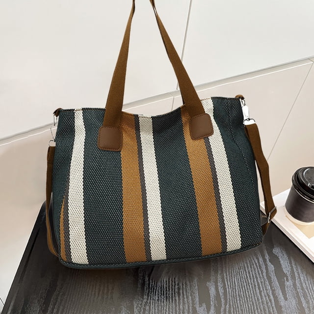 Bolso de hombro informal para mujer Lisbinx | Bolso bandolera de poliéster | Correa ajustable para bandolera o bolso de mano | 36 x 28 x 9 cm | Blanco, negro
