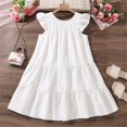 thumbnail image 4 of Coerni Robe Princesse à Manches Volantées pour Filles Été Douce Ample Robe de Fête d'Anniversaire Couleur Unie Robe de Plage, 4 of 9