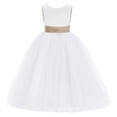 thumbnail image 2 of Ekidsbridal White V-Back Satin Flower Girl Dresses with Pretty Colored Sash for Wedding Reception Formal Evening Social Event 219T M, 2 of 3