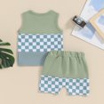 thumbnail image 3 of Bagilaanoe 2pcs Toddler Baby Boy Shorts Set Plaid Sleeveless Tank Tops + Shorts 6M 12M 18M 24M 3T Kids Casual Summer Clothes, 3 of 7