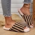 thumbnail image 6 of Xfvqtps Womens Stripe Slippers Open Toe Soft Sole House Shoes Indoor Warm Fall Winter Slip on Cozy Cute Slides, 6 of 8